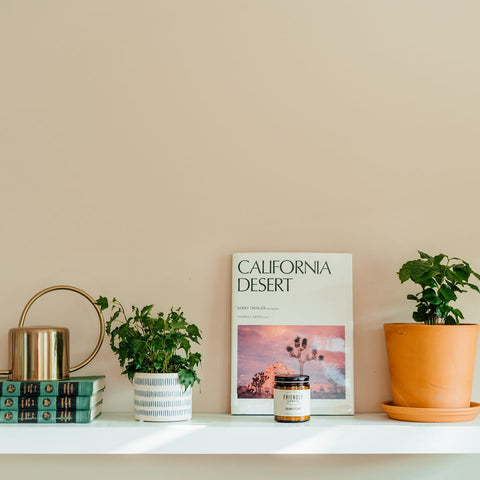 candle on shelf