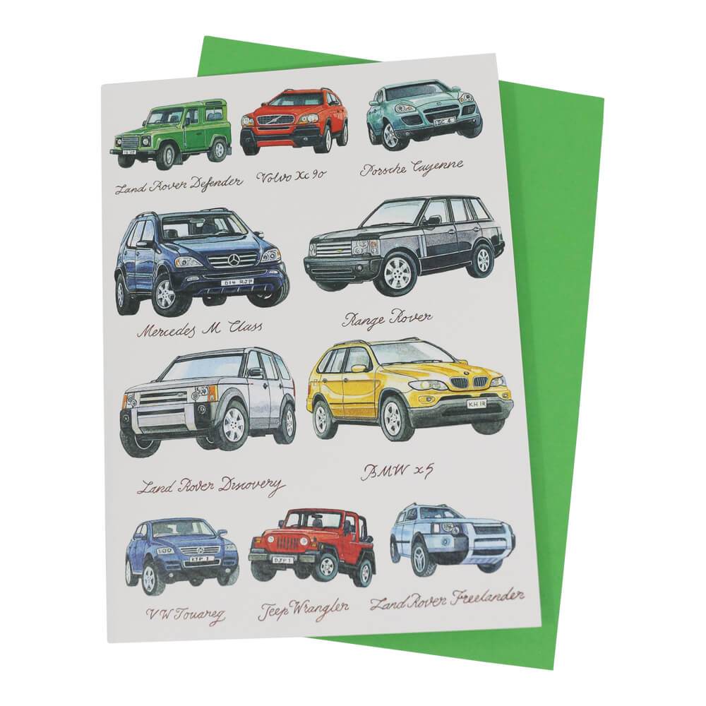 Modern 4x4 SUV Vehicles Birthday Greetings Card | FREE UK DELIVERY -  Wheelygifts