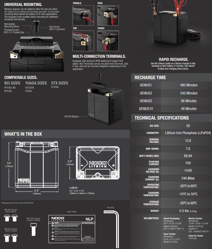 LITHIUM BATTERY SPEC SHEET