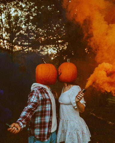 pumpkin head photoshoot cute couple