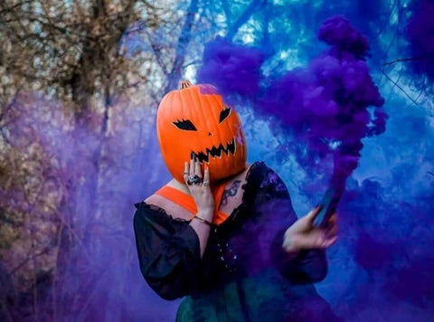 pumpkin head photoshoot purple