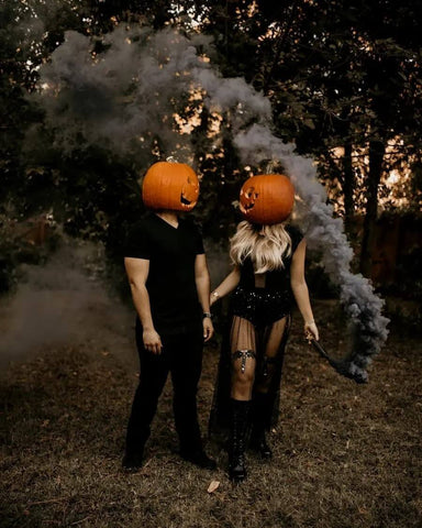 Unique pumpkin head photoshoot