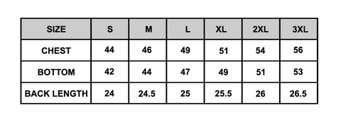 Vest Sizing Chart