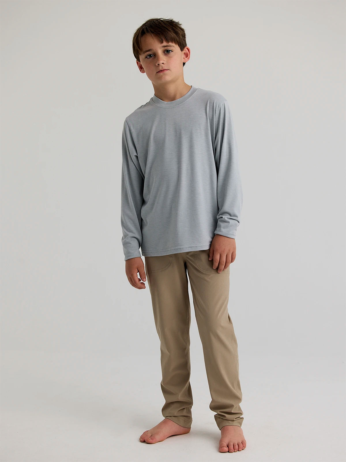 Youth Bamboo Shade Long Sleeve - Heather Aspen Grey
