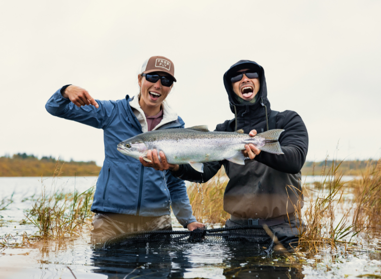 Man and woman on a  fishing trip in Alaska