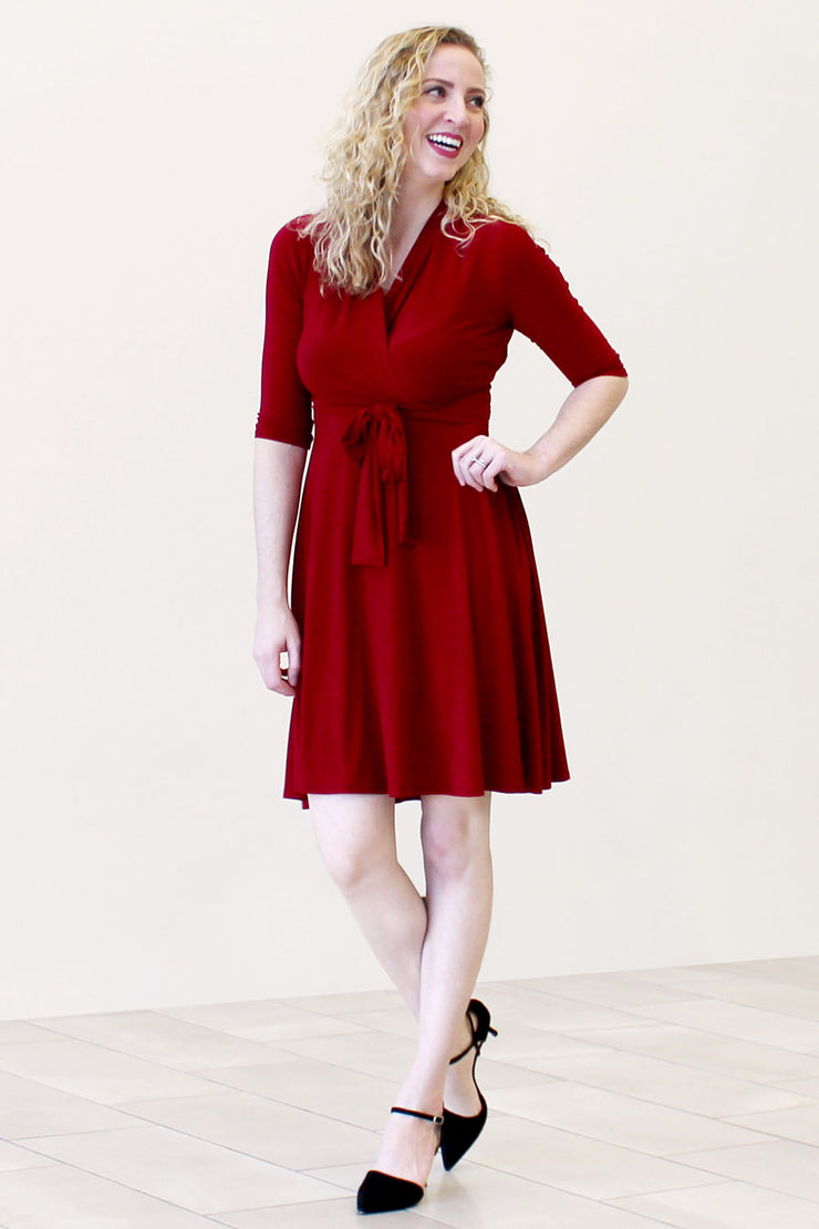 elbow sleeve wrap dress