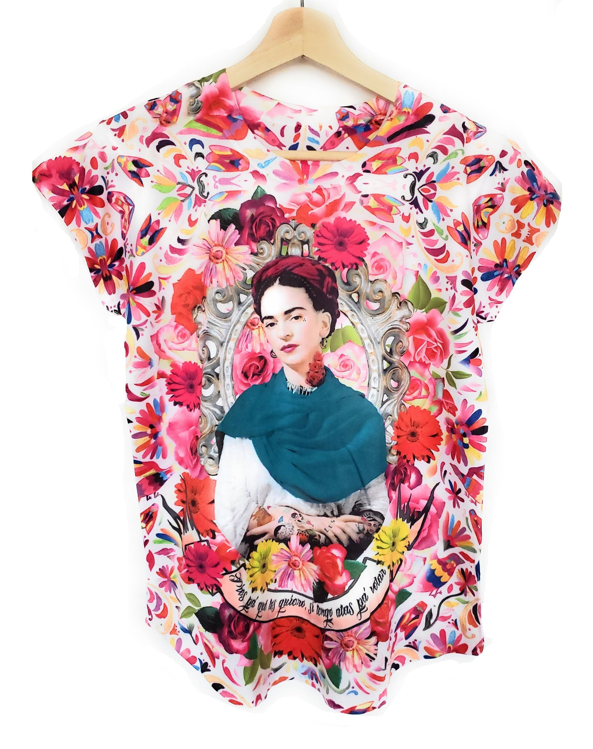 Frida Kahlo Graphic Tee Floral Otomi Mexican T-Shirt