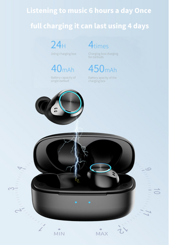 Listen to music 6 hours a day one full charge earbuds