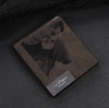 Custom engraved photo men's wallet