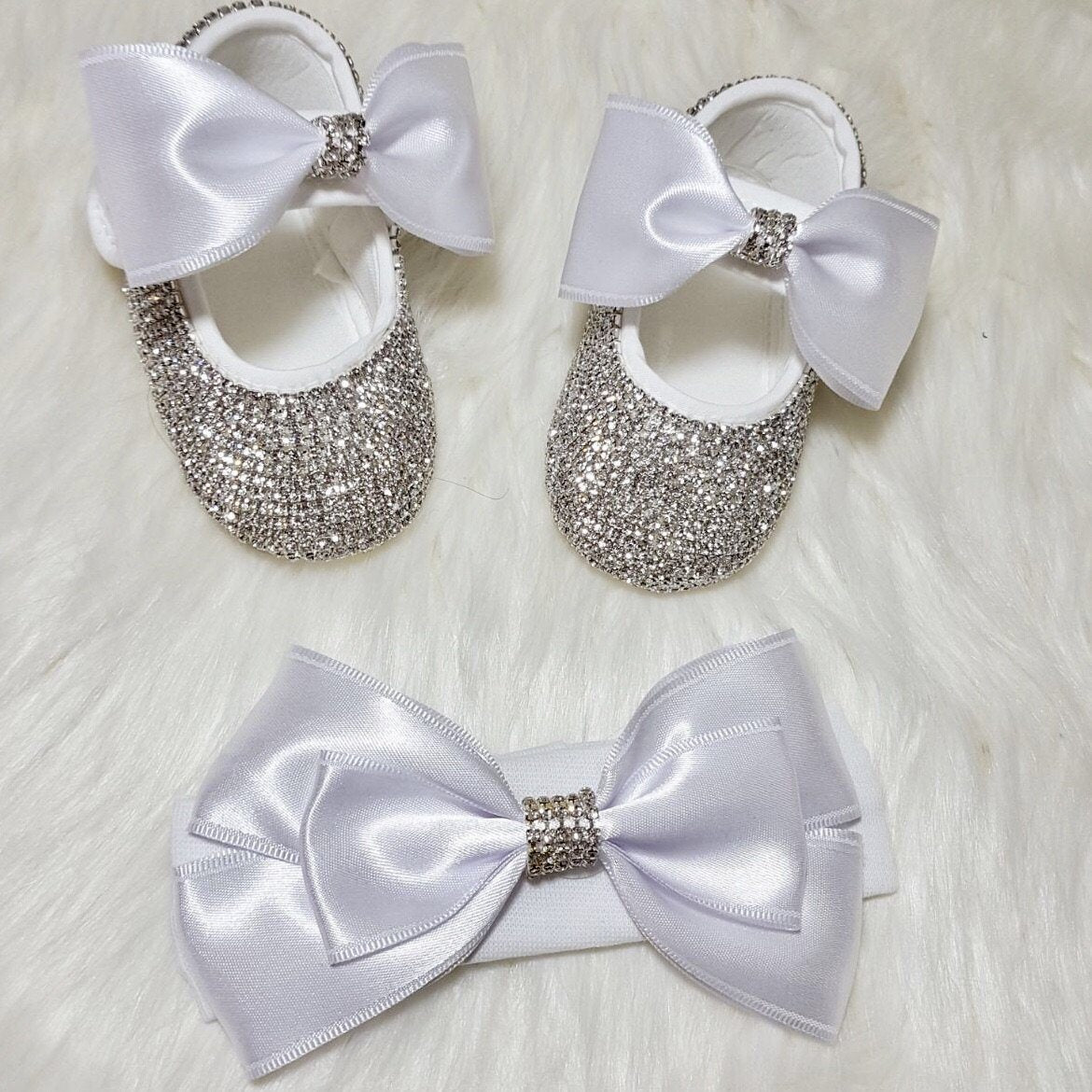 Baby Doll Crystal Shoes and Headband 