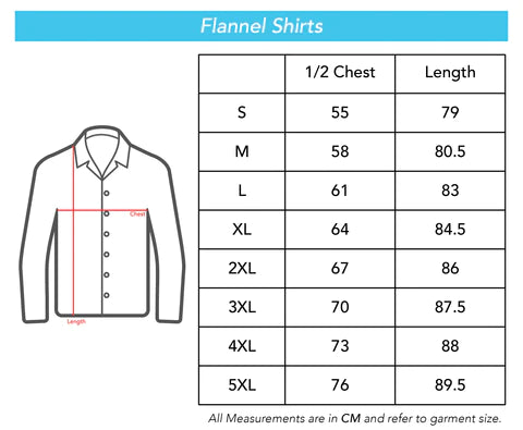 Flannel Shirt Size Chart