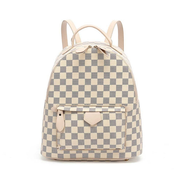 'Essentials' Designer Inspired Backpack - Beige Check – Style Of Beyond