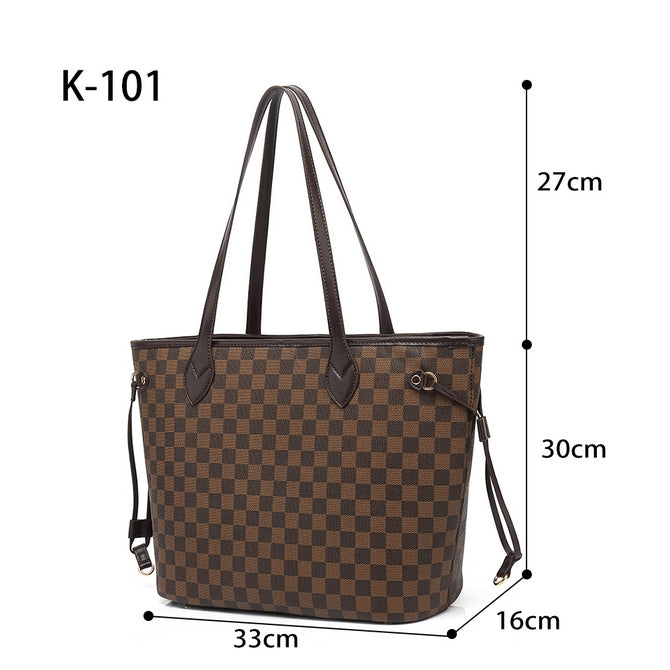 Neverfull Designer Inspired Tote Bag - Brown Check – Style Of Beyond