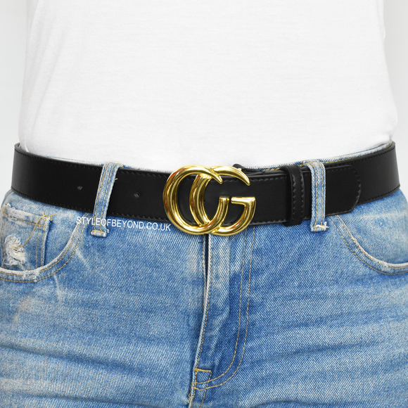 Farrah Real Leather Gucci Inspired Belt - Black – Style Of Beyond