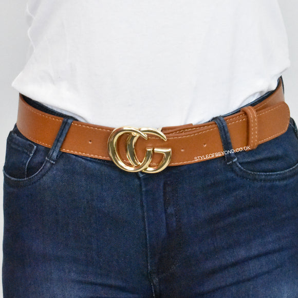 Farrah Real Leather Gucci Inspired Belt - Tan – Style Of Beyond