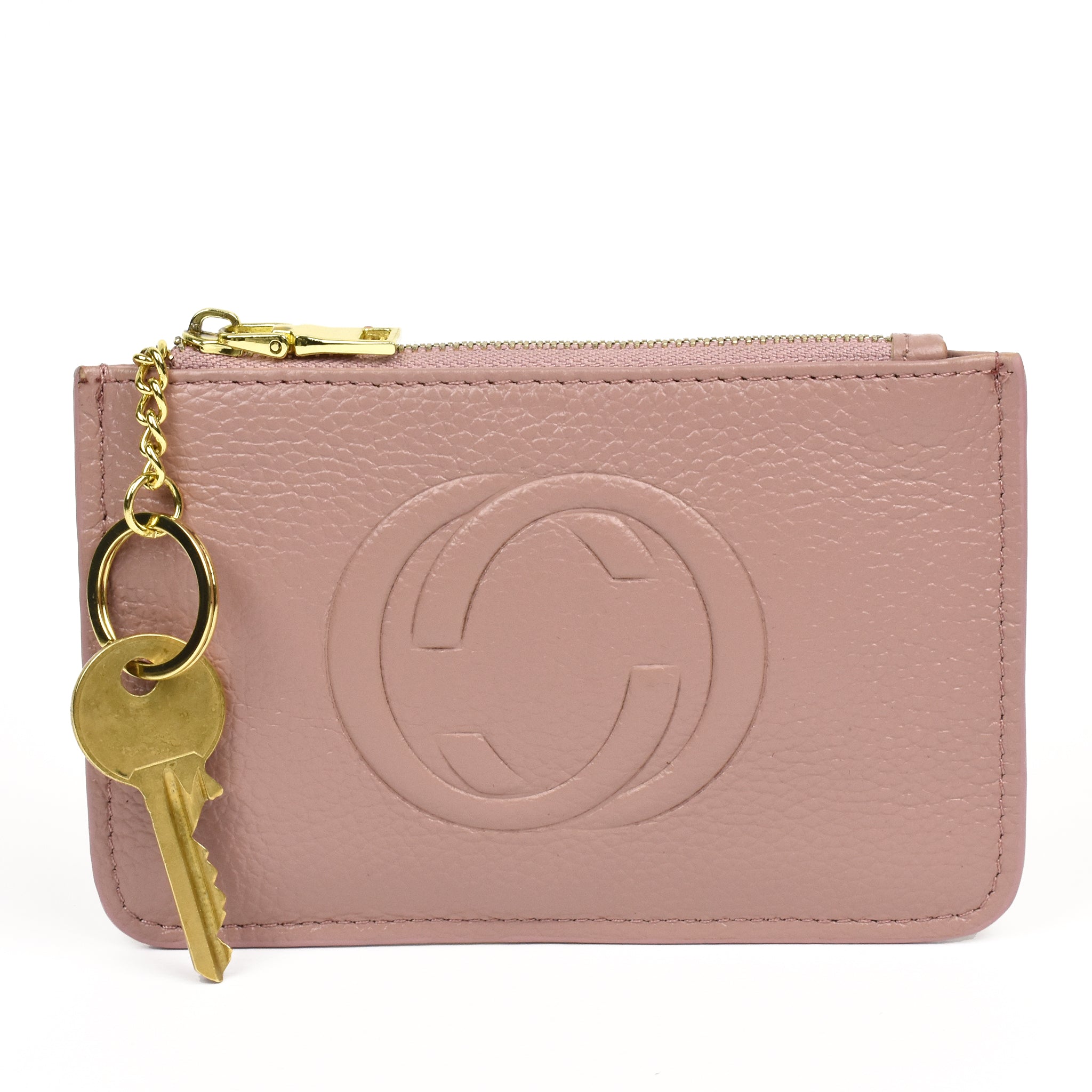 Thea Real Leather Gucci Inspired Key Pouch - Pink – Style Of Beyond