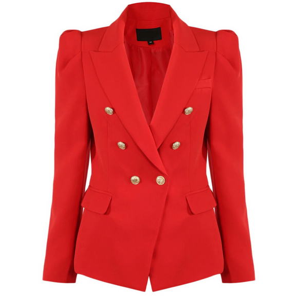 Amelia Puffed Sleeve Balmain Inspired Blazer - Red – Style Of Beyond