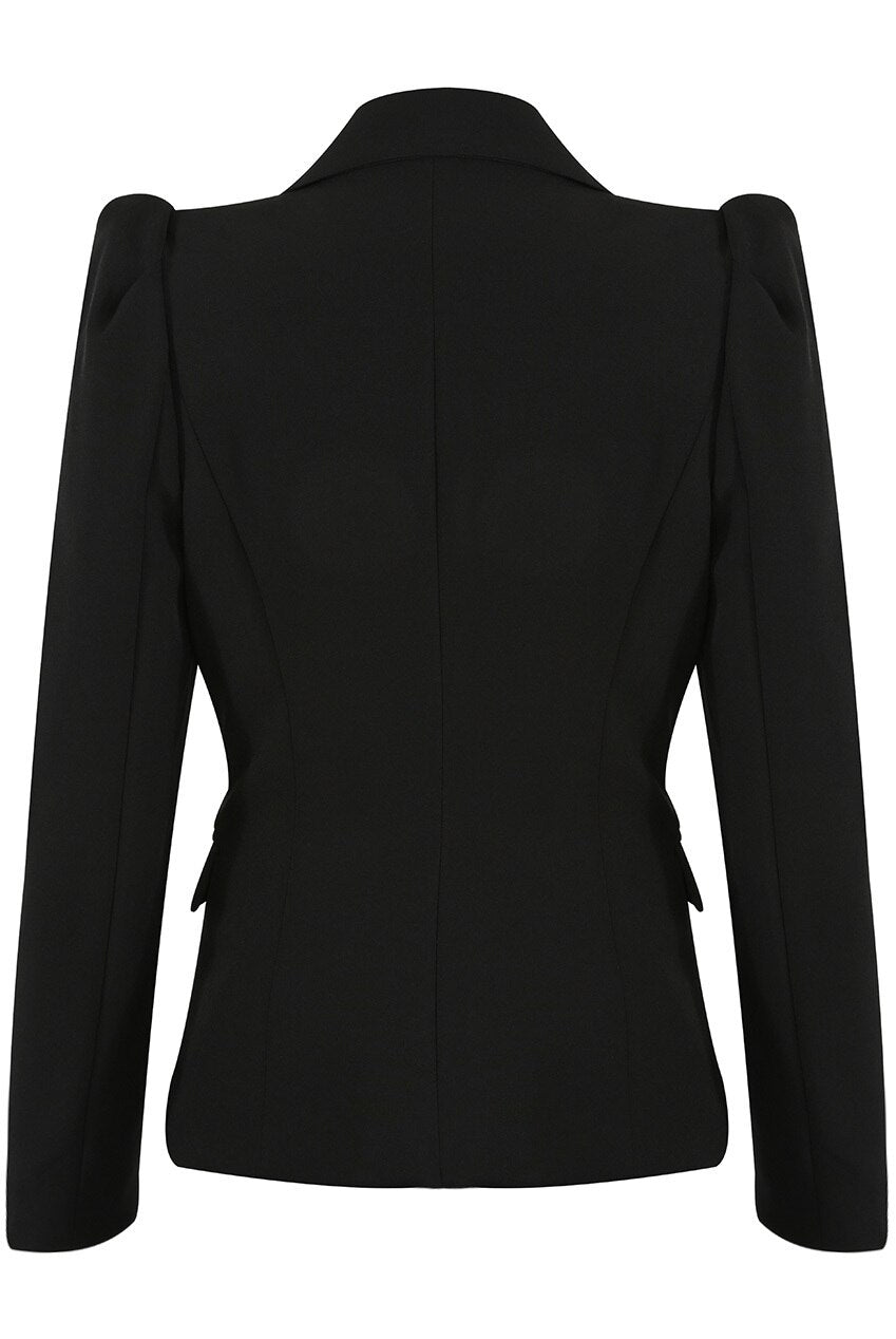 Amelia Puffed Sleeve Balmain Inspired Blazer - Black – Style Of Beyond