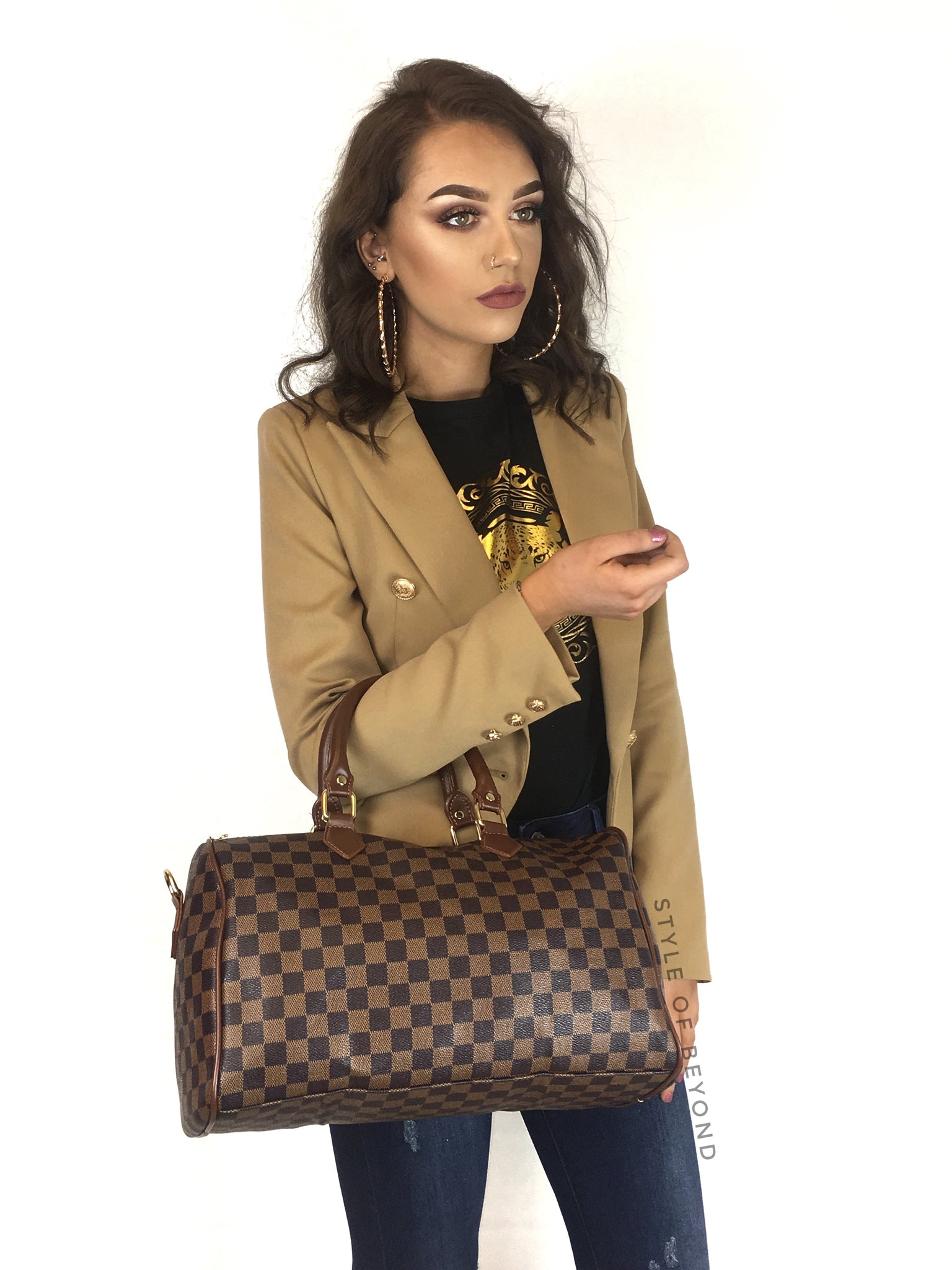 ‘Everyday’ Louis Vuitton Inspired Speedy Bag – Brown Check – Style Of Beyond