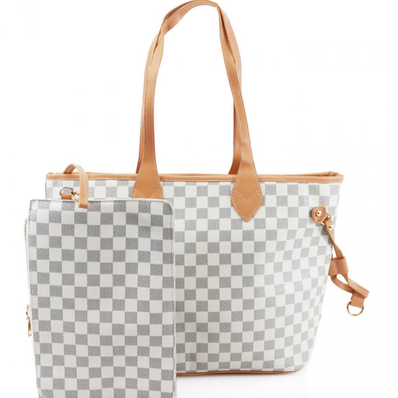 &#39;Lets Shop&#39; Louis Vuitton Inspired Tote Bag - White Check – Style Of Beyond