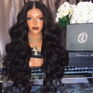 Lace Front Wig Wavy Curly Haircut Long Black Full Wigs For