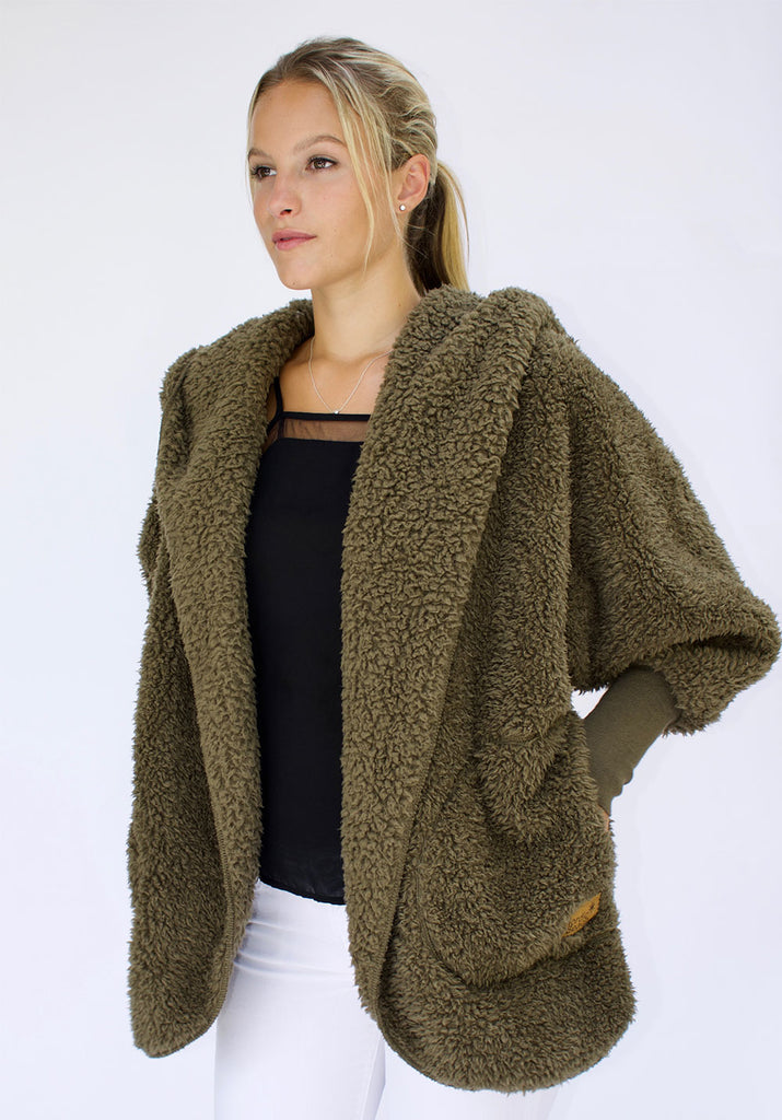 nordic beach women's contemporary hooded plush cardigan