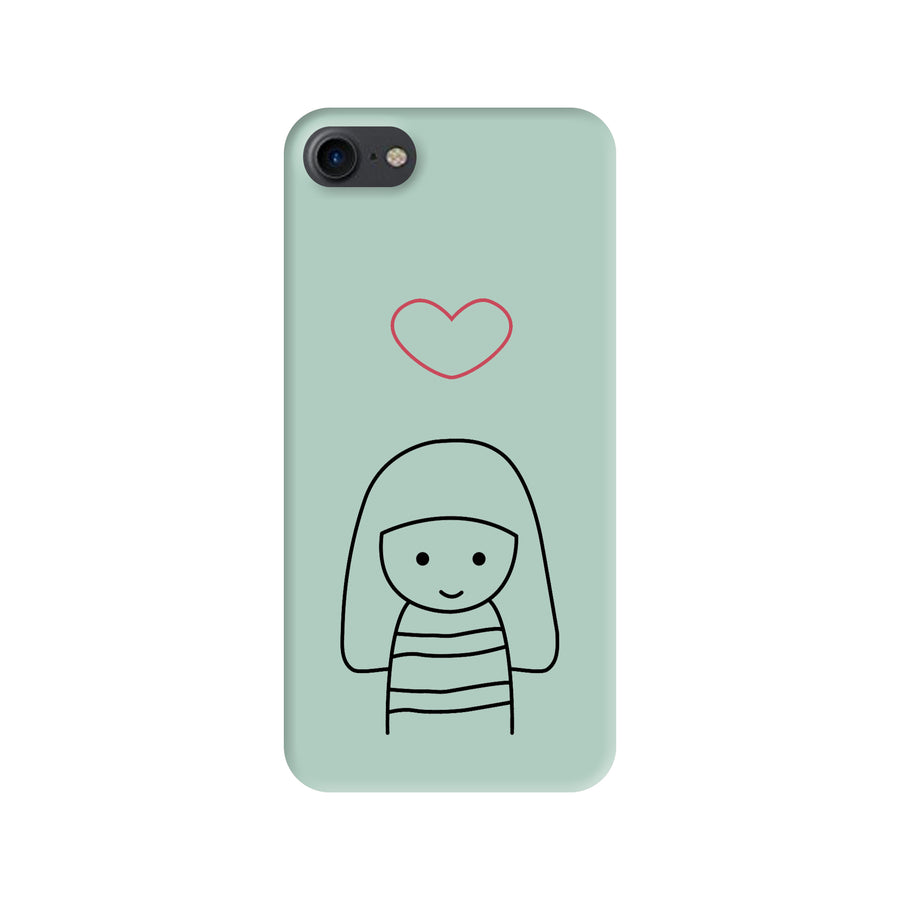 Girl with heart case for iPhone 8