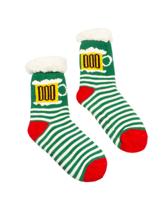 Holiday Cheers Striped Sherpa Socks