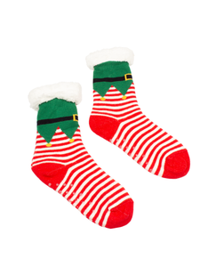 Elf Strip Sherpa Christmas Socks