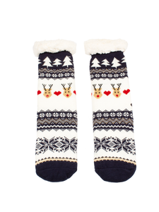 Reindeer Stripe Sherpa Socks