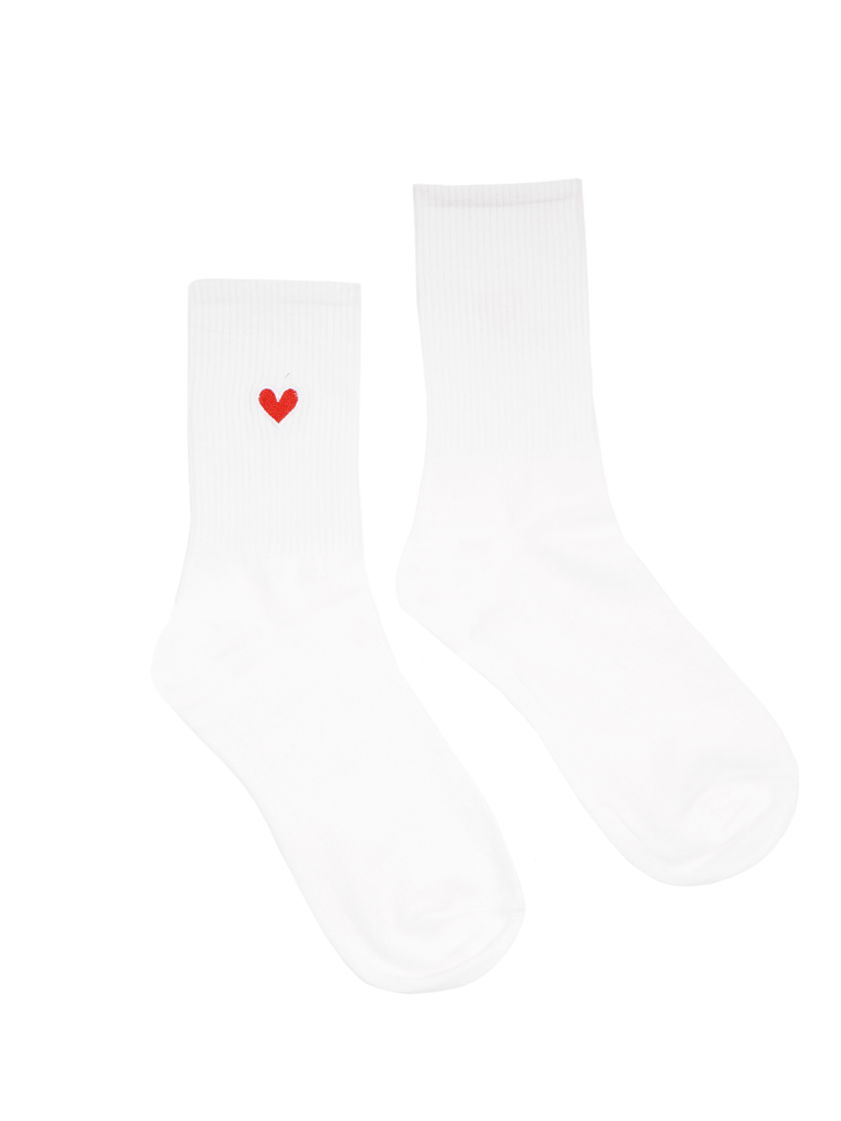 Valentine's Day White Heart Socks