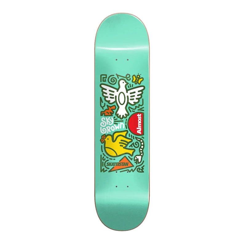 Almost Sky Brown Skateistan Double Doves 7.75" Deck
