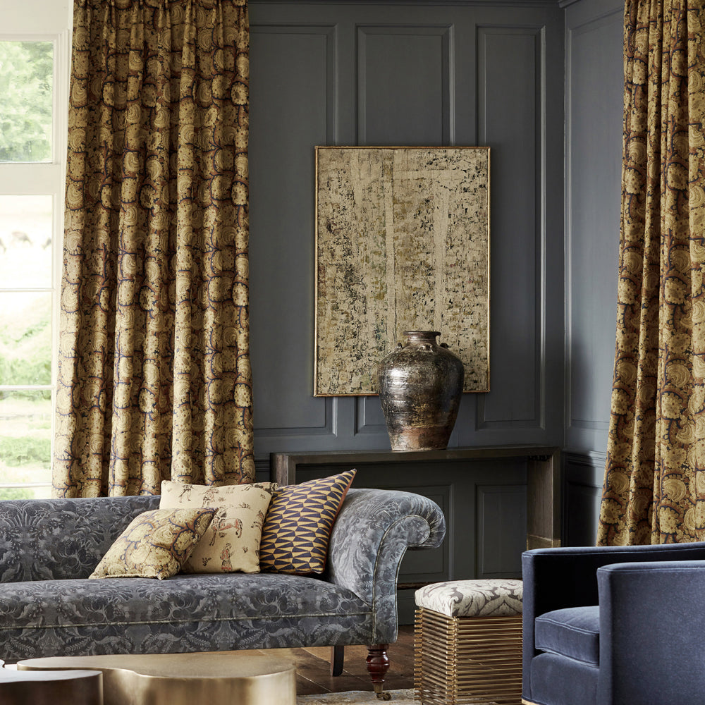 Pair of Triple Pinch Pleat Curtains in Zoffany Suzani Archive embroide ...