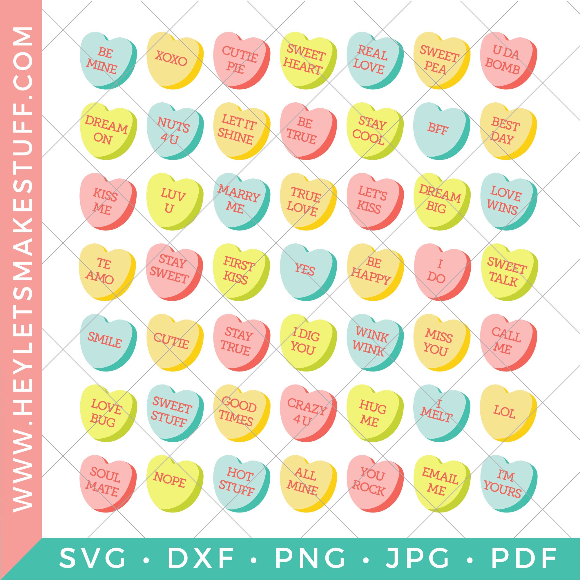 Download Conversations Hearts Set Of 49 Hey Let S Make Stuff