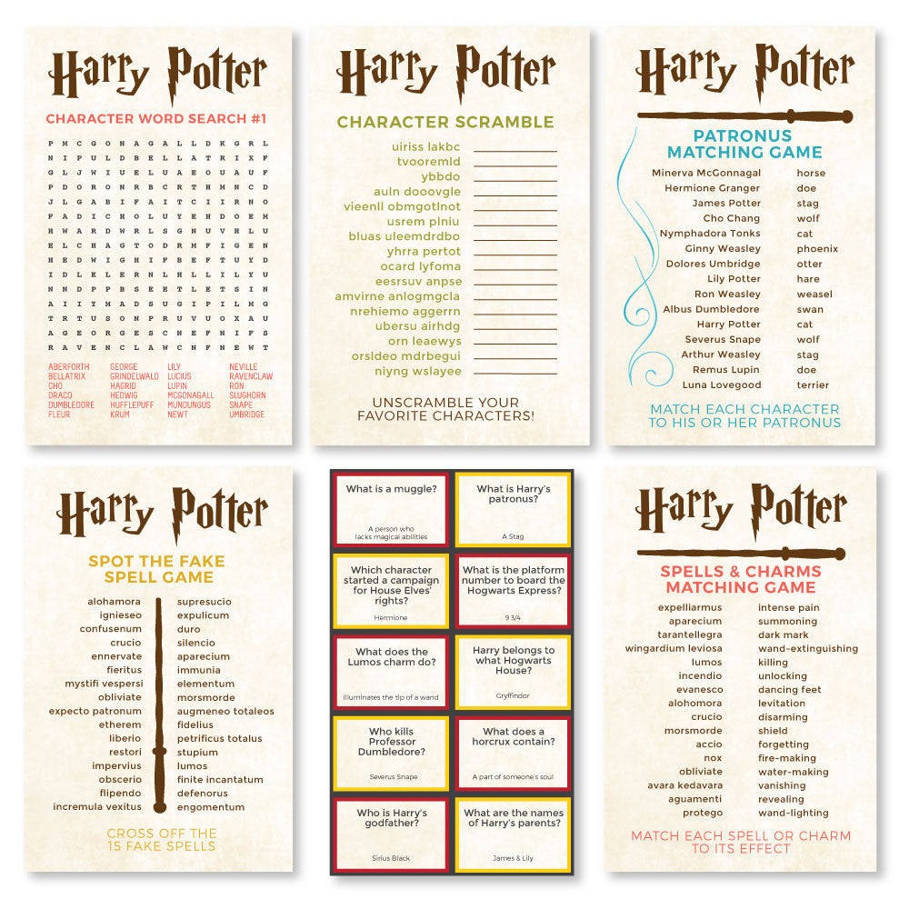Magical Harry Potter Printables Games Party Decor