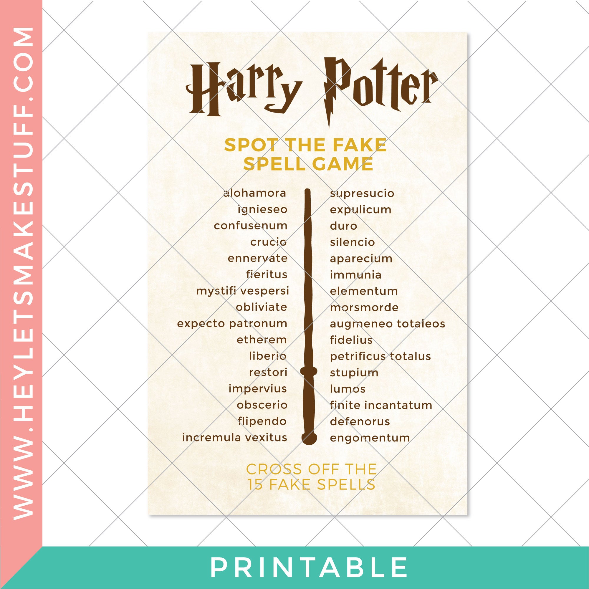 Harry Potter Printable Spells Printable Templates