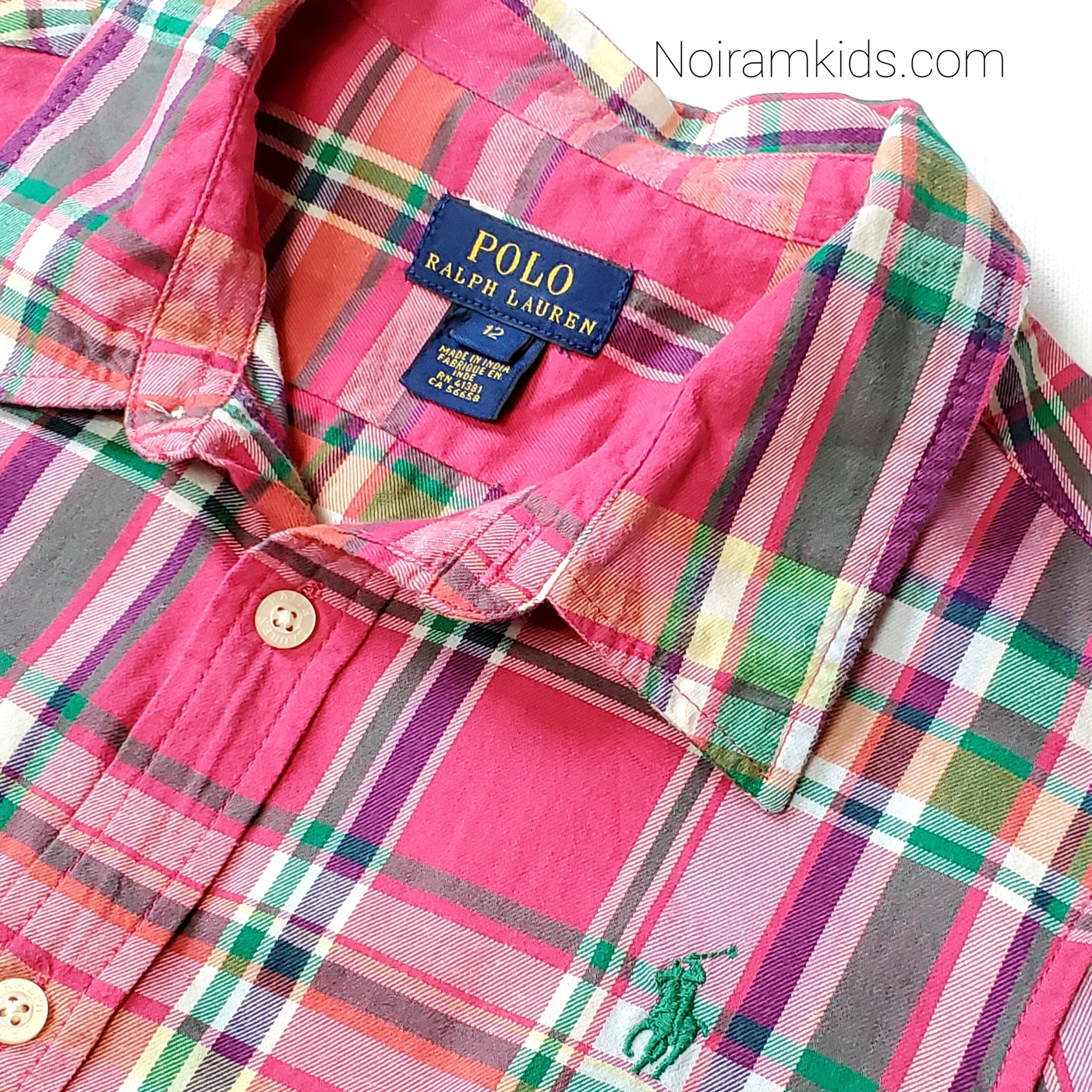 pink plaid polo shirt