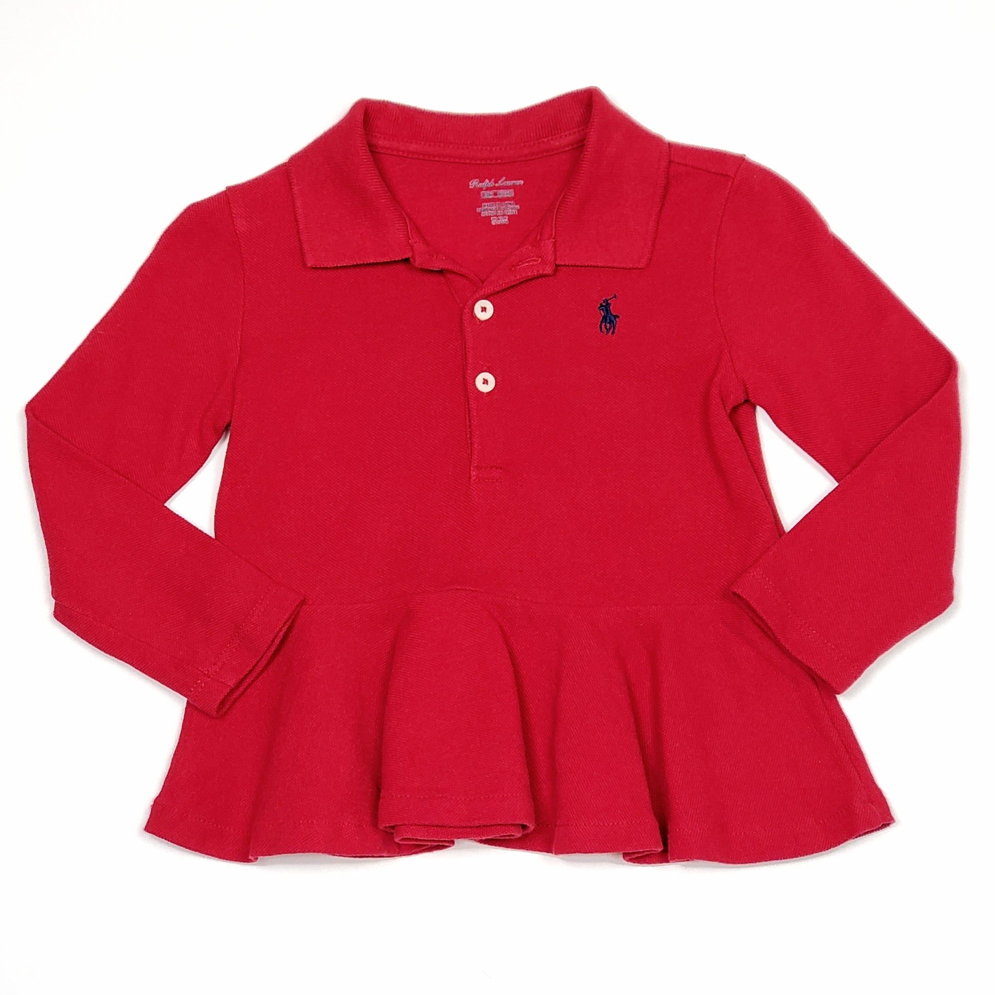 Ralph Lauren Red Girls Peplum Polo Shirt 18M – Noiram Kids Boutique