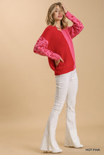 Load image into Gallery viewer, Umgee Two Toned V-Neck Knit Pullover Sweater
