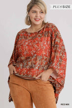 Load image into Gallery viewer, Umgee Plus Size Animal Print Kimono Sleeve Boatneck Top
