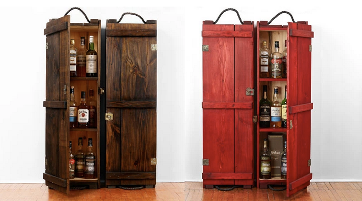 Antique wood whisky cabinet | Red whisky cabinet | Whisky lovers gift