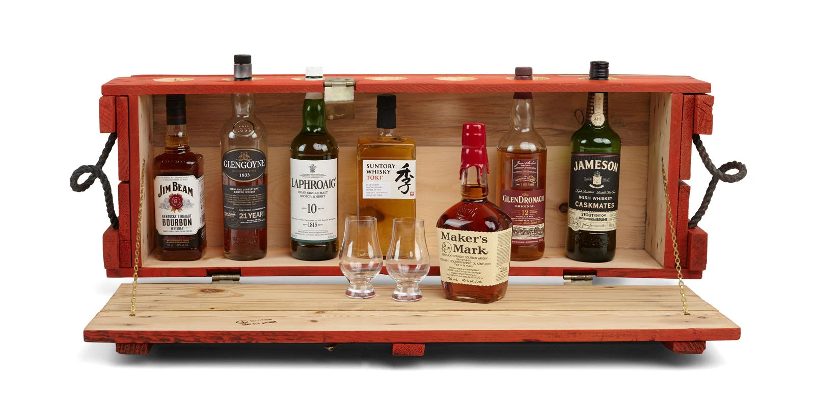 Orange Murphy bar | Wood mini bar | Whiskey display | Housewarming gift