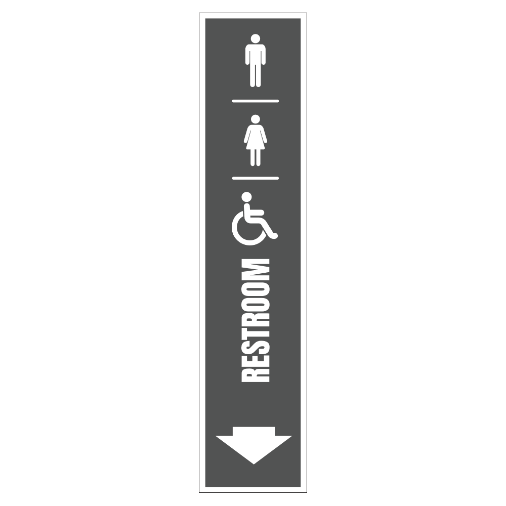 restroom sign right arrow