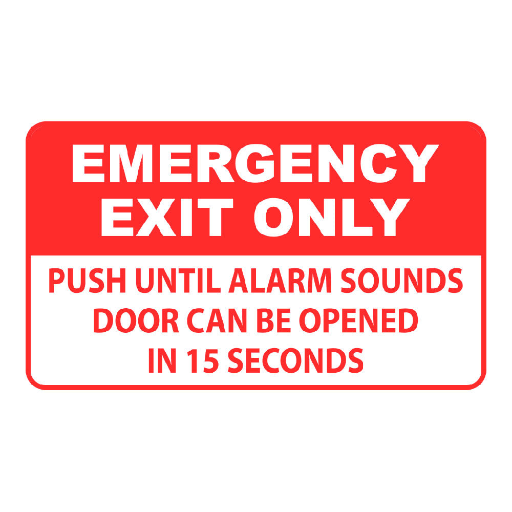 emergency exit alarm will sound sign