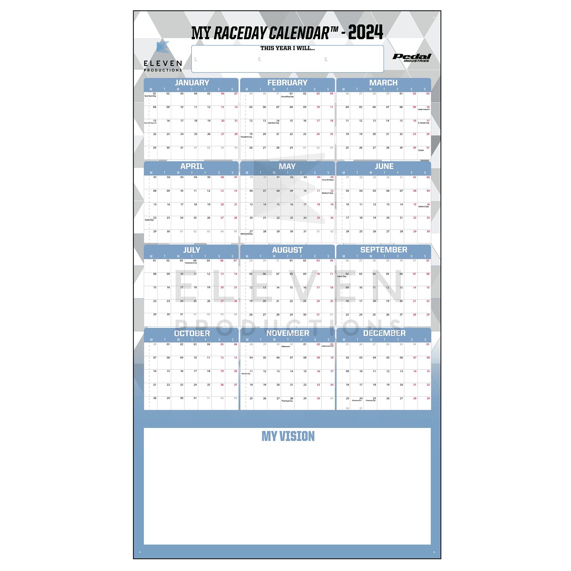 Eleven Productions 2024 GIANT MY RACEDAY CALENDAR