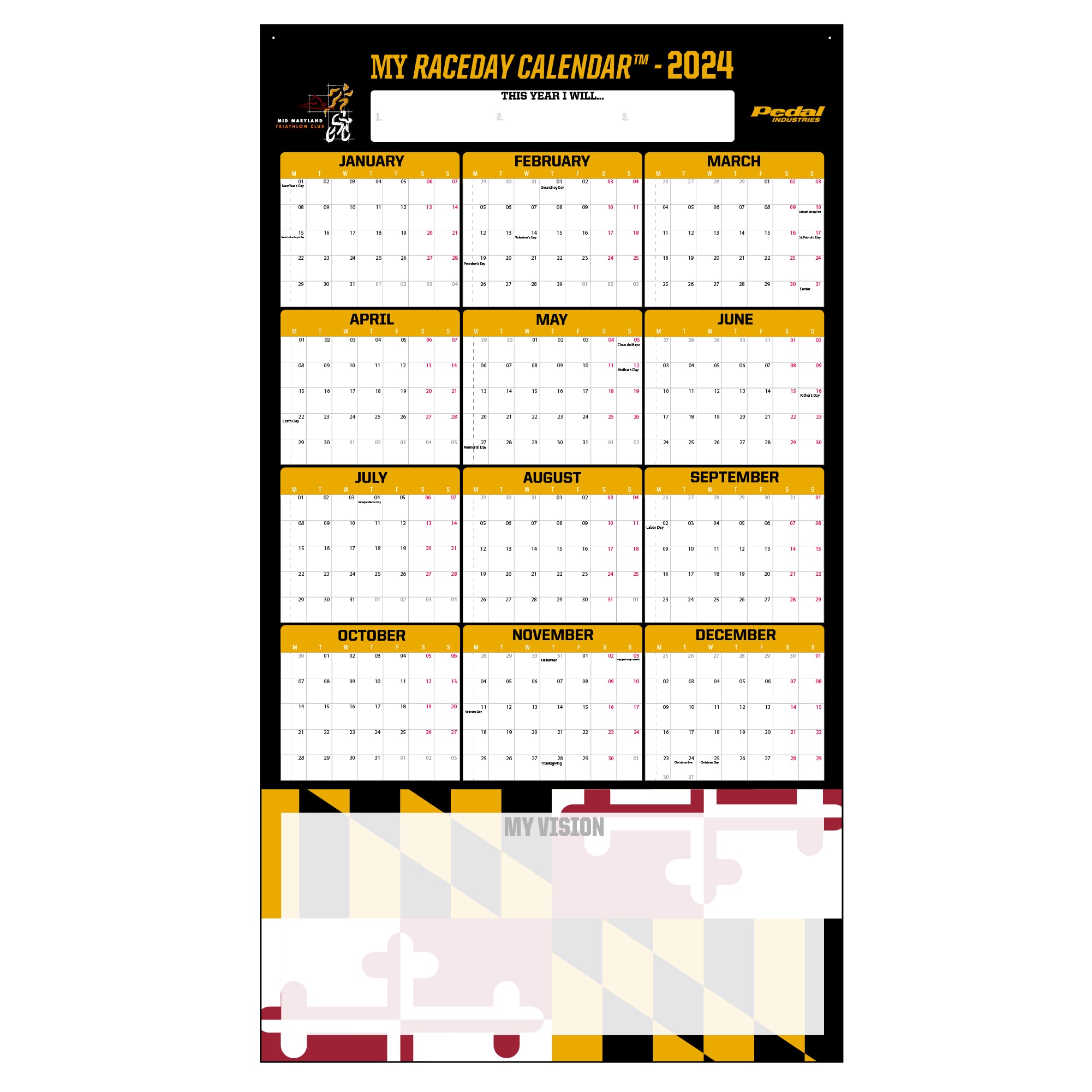 Mid Maryland Triathlon Club 2024 MY RACEDAY™ CALENDAR PEDAL Industries Reviews on Judge.me
