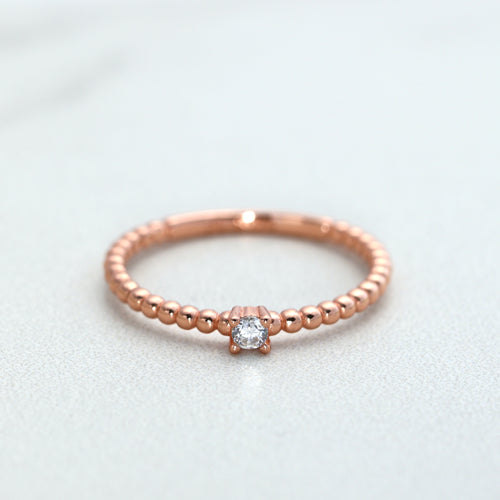 Heart Shaped CZ Engagement Ring Promise Ring Rose Gold Vermeil