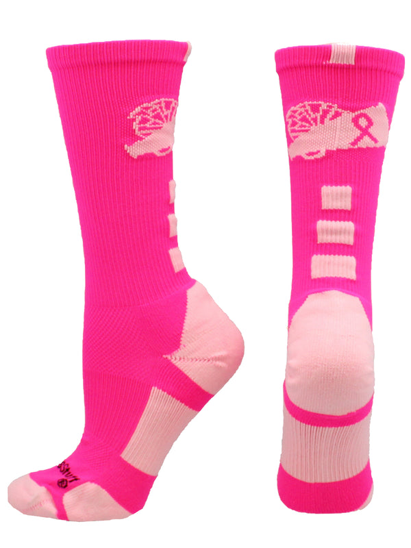 SOOMLON Breast Cancer Support Socks Pink Breast Cancer Awareness Soccer  Socks for Women Pink Stockings Round Neck Female Gifts for Cancer Patients  M 