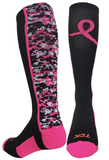 digital camo pink ribbon socks