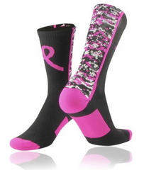 pink ribbon breast cancer awareness socks